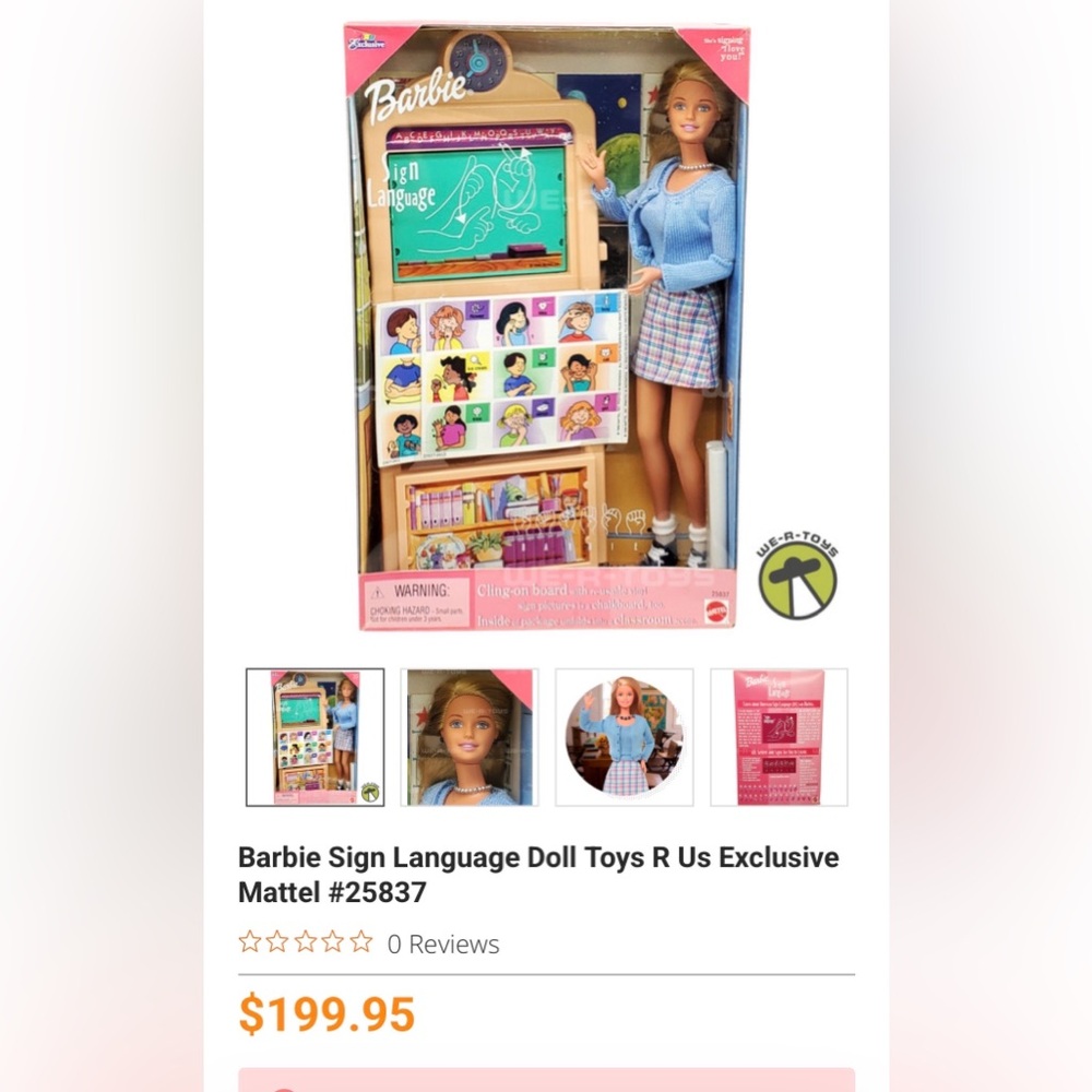 1999 ASL- Sign Language Teacher Barbie COLLECTIBLE!